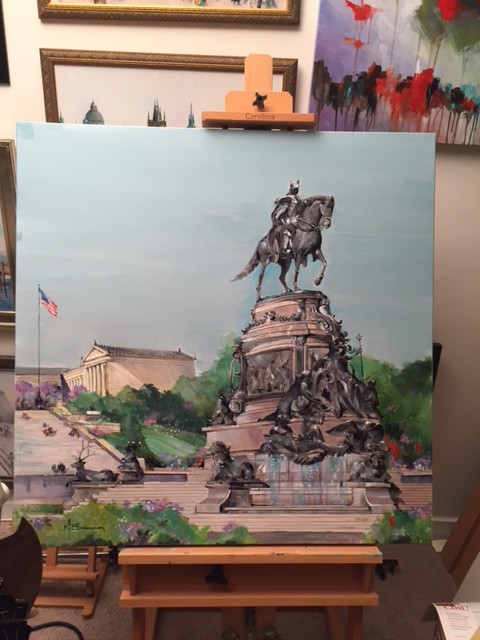 1B George Washington Fountain on Easel